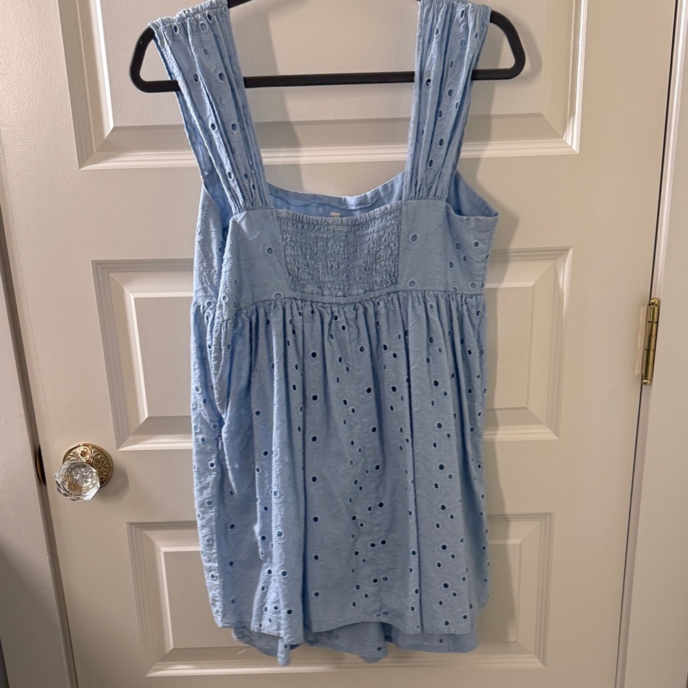 Urban Outfitters- Light Blue Eyelet Babydoll Romper - Picture 3 of 4